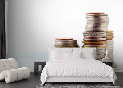 Stack of coins isolated on white background,concept of business planning and finance and savings Wall mural