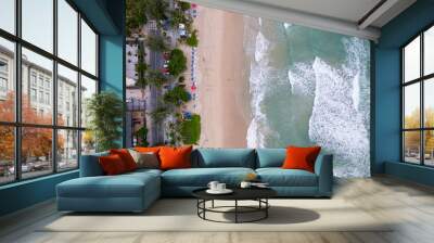 Top view Beautiful Patong beach in summer high season at Phuket island Thailand Wall mural