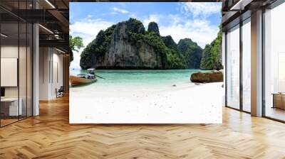 Travel vacation summer background of Beautiful Phi Phi island in Krabi Province Thailand amazing nature view. Wall mural