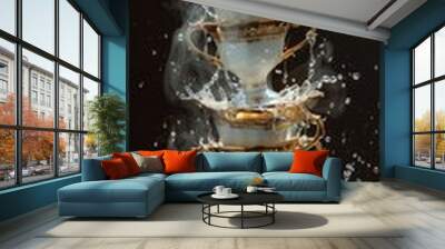 Imagine a creative composition featuring cups inspired by historical epochs such as the Renaissance, Victorian era, and Art Deco period The design should exude elegance and sophistication, with a mode Wall mural