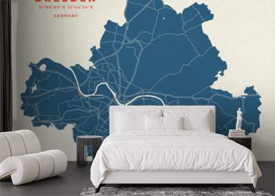 Dresden - Germany map vector poster flyer	 Wall mural