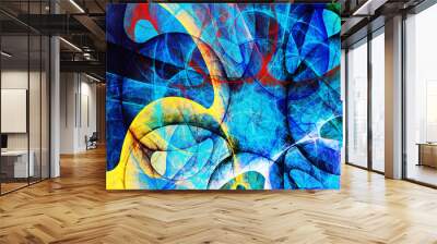 blue abstract fractal background 3d rendering illustration Wall mural