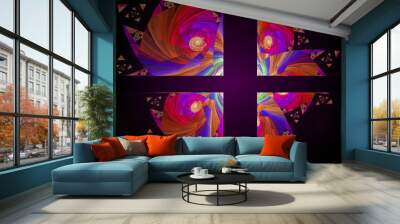 purple abstract fractal background 3d rendering illustration Wall mural