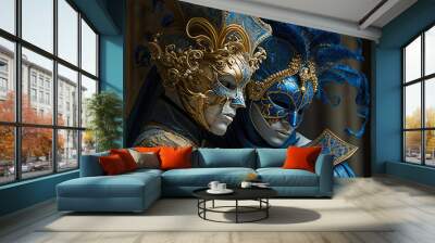 man and woman dressed in venetian masks
Generative AI technology Wall mural