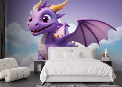 3D cartoon style cute dragon Wall mural