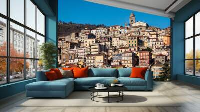 FIUGGI, Italy, View of the old Town on the Hill Wall mural