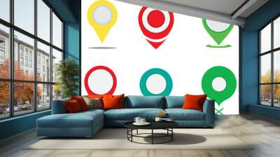 Illustration of colorful geolocation icons isolated on a white background Wall mural