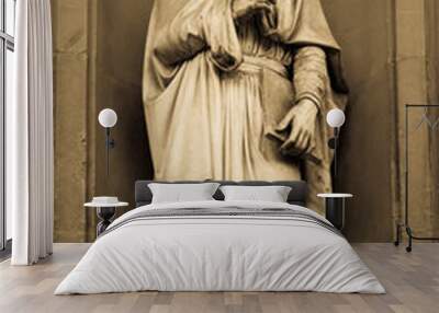 Leonardo da Vinci - Statue of the genius, located in front of Uffizi Gallery in Florence, Italy, in public area Wall mural