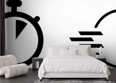 Shortest time limit stopwatch vector icon black and white set material Wall mural