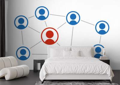 social networking between friends on the Internet Wall mural