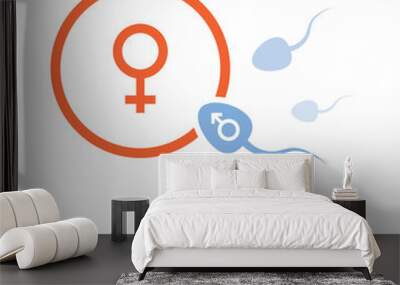 Vector spermatozoons, floating to ovule Wall mural