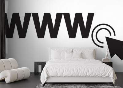 Www icon. Web site icon. Www icon with hand cursor in flat style Wall mural