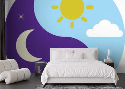 Yin yang day and night Wall mural