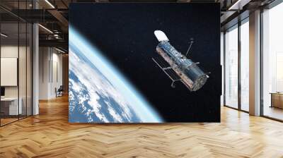 The Hubble space telescope on orbit of Earth planet. Space observatory research. Elements of this image furnished by NASA. Wall mural