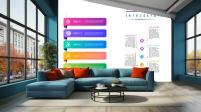 infographic template 5 step for business direction, marketing strategy, diagram, data, growth, arrow timeline, for presentation report and progress Wall mural