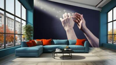 Prayer raised hands Wall mural