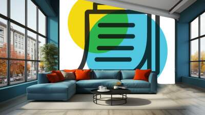 office two paper yellow and blue color mark  icon Wall mural