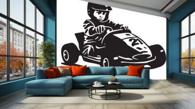 Child on Go Kart Vector Stencil Wall mural