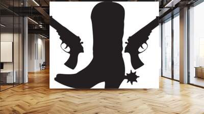 Cowboy Boots with Guns Vector Silhouette Wall mural