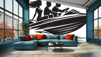 Speedboat Silhouette Vector Wall mural