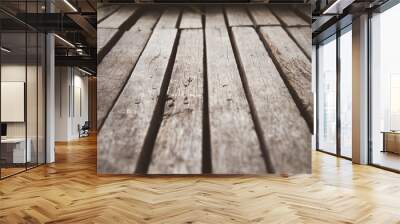 Close-up view of wooden wall surfaces for background and antique wooden floors Wall mural