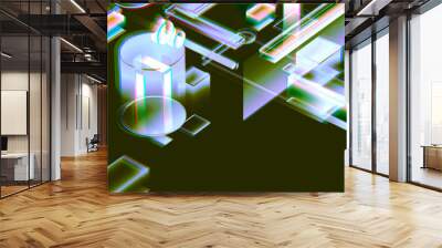 3D Visualization of data and glitch technology background. Abstract technology innovation future digital background. 3d rendering. Wall mural