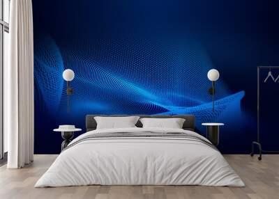 Abstract dot blue wave gradient texture technology background. Wall mural