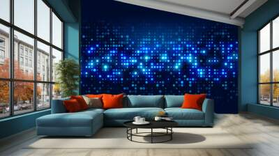 Dot blue pattern screen led light gradient texture background. Abstract  technology big data digital background. 3d rendering. Wall mural