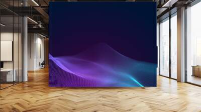 Dot blue purple wave line light gradient dark background. Abstract  technology big data digital background. 3d rendering. Wall mural