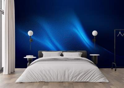 Dot blue wave light screen gradient texture background. Abstract ai technology big data digital background. 3d rendering. Wall mural