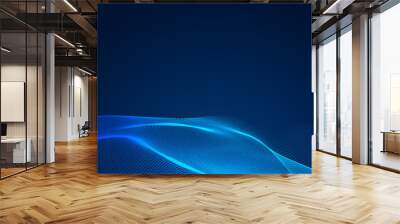 Dot blue wave light screen gradient texture background. Abstract  technology big data digital background. 3d rendering. Wall mural