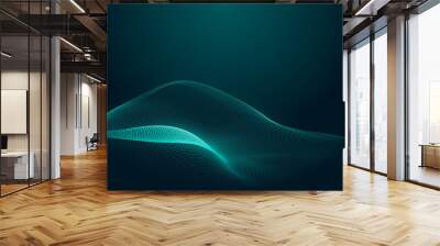 Dot green wave light screen gradient texture background. Abstract technology big data digital background. 3d rendering. Wall mural