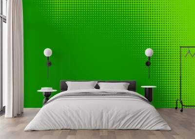 Dots halftone green color pattern gradient texture with technology digital background. Dots pop art comics with nature graphic design. Wall mural