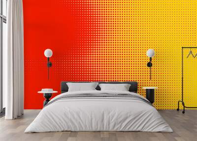 Dots halftone orange yellow color pattern gradient texture with technology digital background. Dots pop art comics with summer background. Wall mural