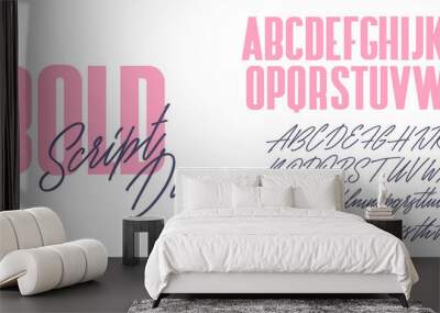 Sans and script alphabet duo. Vector font design. Wall mural