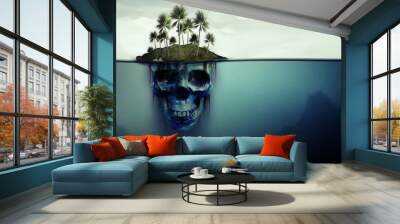 Dangerous island with skull underneath Wall mural