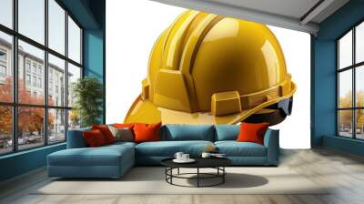 yellow hard hat isolated on Transparent Background. Wall mural