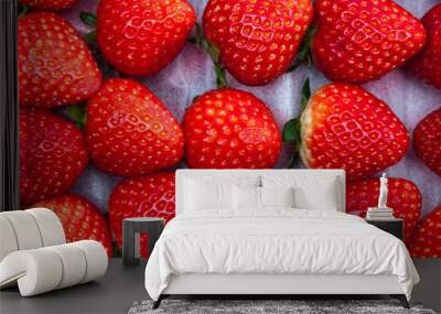 Close up fo Ripe strawberries Background textures Wall mural