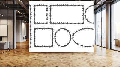 Barbed wire decorative frames collection set in black colours Y2k art style Wall mural