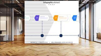 business infographic process with circle template design with icons and 4 options or steps. professi Wall mural