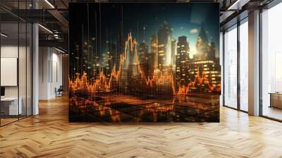 Economy growth financial data concept and investment market profit, Businessman point to growth success finance business chart and Analyzing sales data, Stock market, Strategy and planning 
 Wall mural