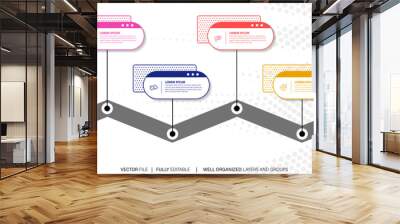 Four steps timeline infographic template vector.
 Wall mural