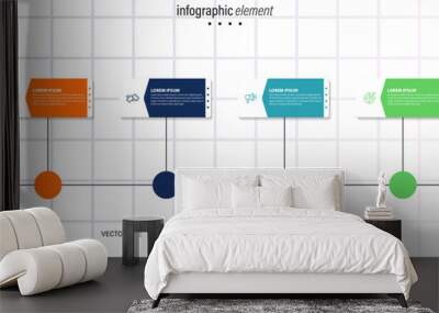 infographic element design 4 step, infochart planning
 Wall mural