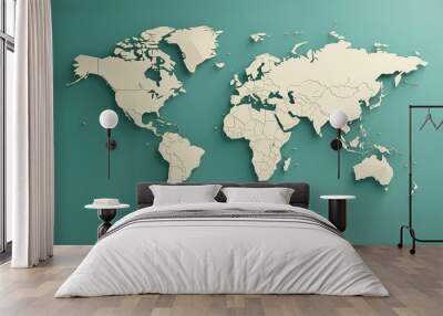 MInimalist design of World Map. Flat illustration style Wall mural