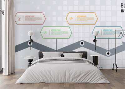 Vector infographic template with 4 label, integrated circles. Business concept with 4 options. For content, diagram, flowchart, steps, parts, timeline infographics, workflow, chart Wall mural