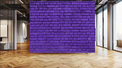 Long Panorama Of Purple Or Lilac Brick Wall With Vignette. Purple Brick Wall As Background To Place Text Or Graffiti. Copy Space And Abstract Web Banner. Wall mural