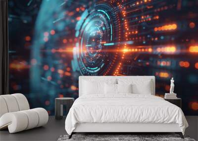 AI Machine learning in science ai network futuristic intelligence datum machine cyber digital concept. Wall mural