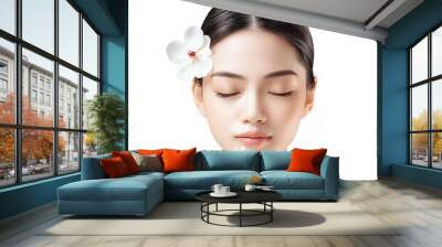 Beauty Asian women spa skin healthy on 100% isolate white background. Wall mural