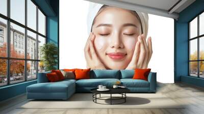 Beauty Asian women spa skin healthy on 100% isolate white background. Wall mural