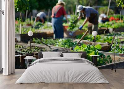 Community gardens promote local sustainability and food security. Wall mural